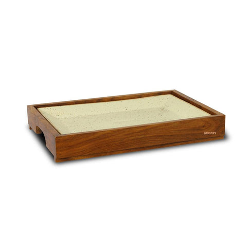 Ceramic Platter Rectangle 12"x8" CMD w/Wood Tray